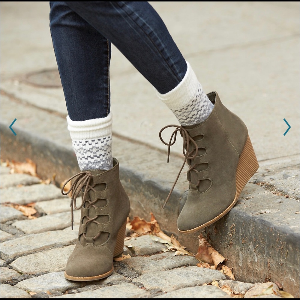 NWT SONOMA suede wedge ankle boots